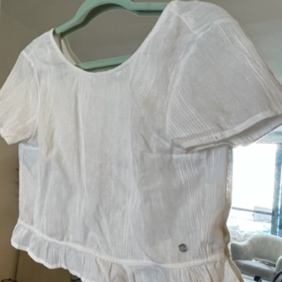 Roxy Ghost Away Peplum Tie-Back Crop Top White, Small - Picture 3 of 5